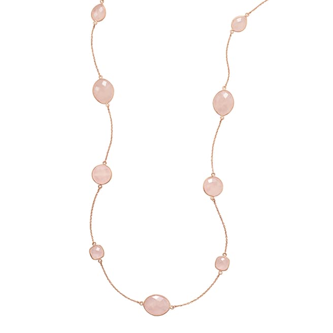 Chloe Collection by Liv Oliver 18K Rose Gold Pink Quartz Necklace