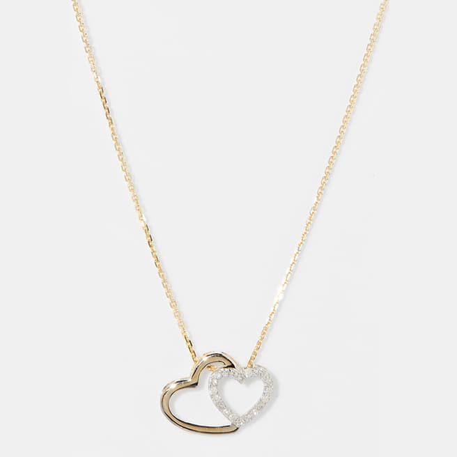 Artisan Joaillier Gold/Red Diamond Embellished Heart Linked Pendant Necklace