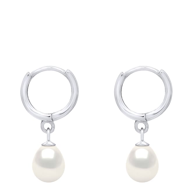 Mitzuko Silver/White Fresh Water Pearl Clasp Earrings
