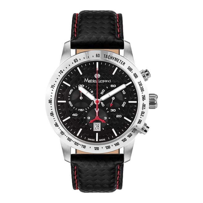 Mathieu Legrand Men's Black Leather Grande Vitesse Mathieu legrand Swiss Watch 43mm