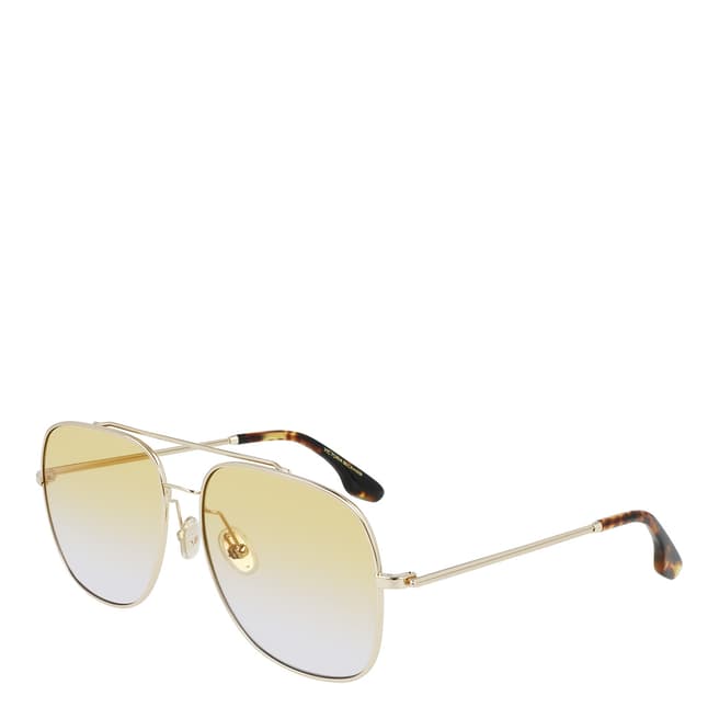 Victoria Beckham Gold Honey Navigator Sunglasses 