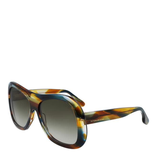 Victoria Beckham Striped Khaki Shield Sunglasses