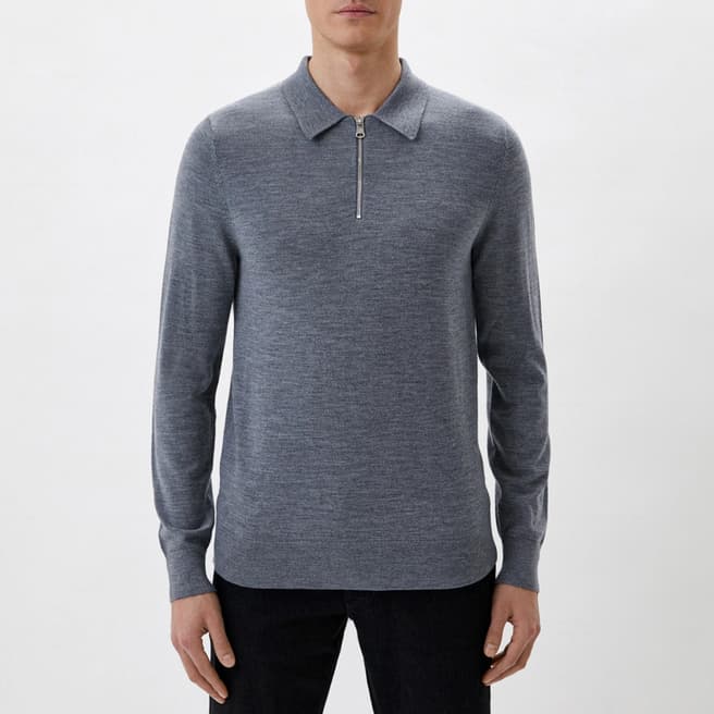 Calvin Klein Grey Zipped Polo Wool Jumper