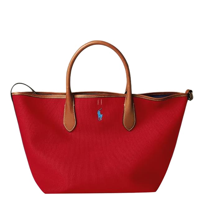 Polo Ralph Lauren Red Reversible Canvas Tote Bag
