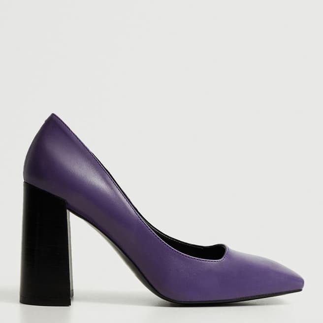 Mango Purple Luna Block Heeled Shoe
