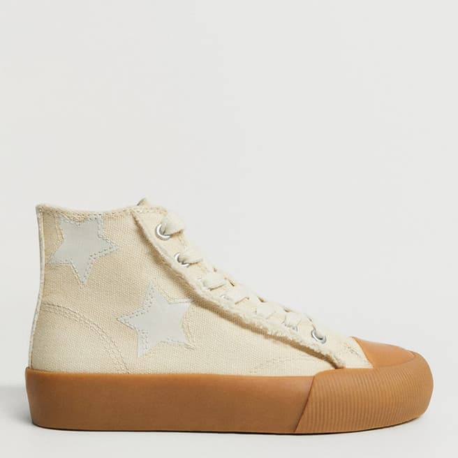 Mango Ecru Sneakers With Star Laces 