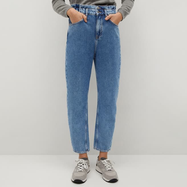 Mango Blue Denim Straight Baggy Jeans