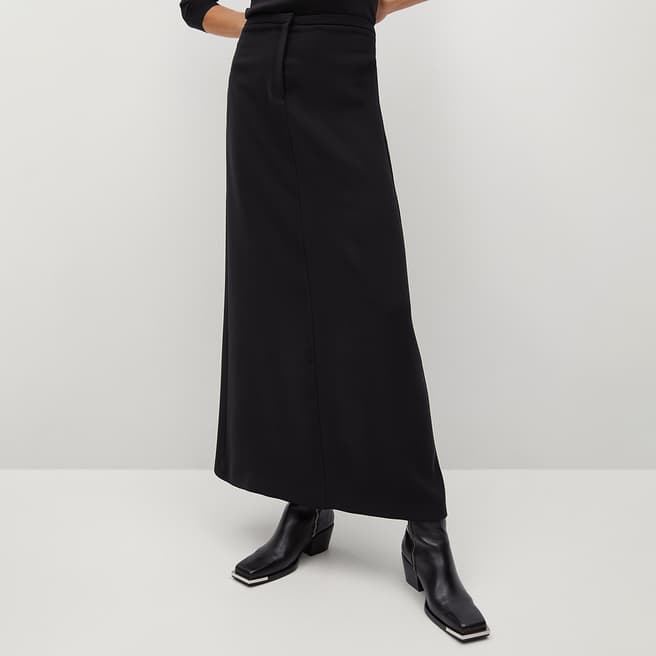 Mango Black Slit Long Skirt