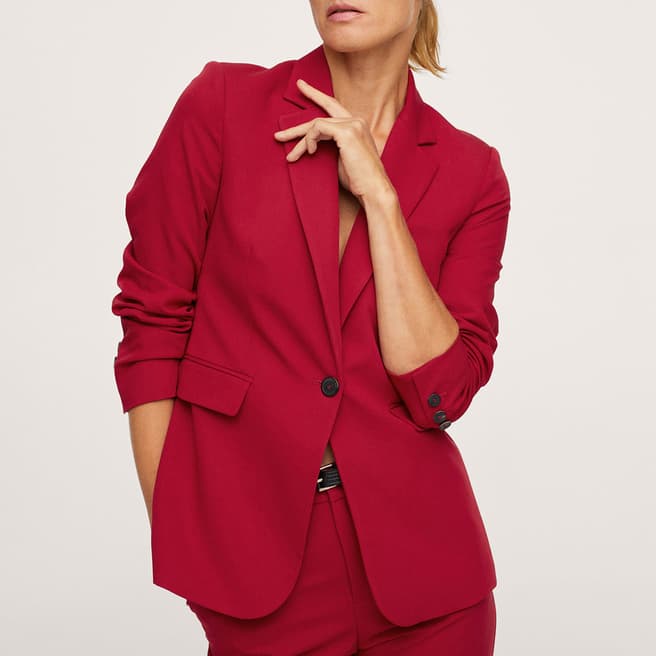 Mango Red Fitted Essential Suit Jacket