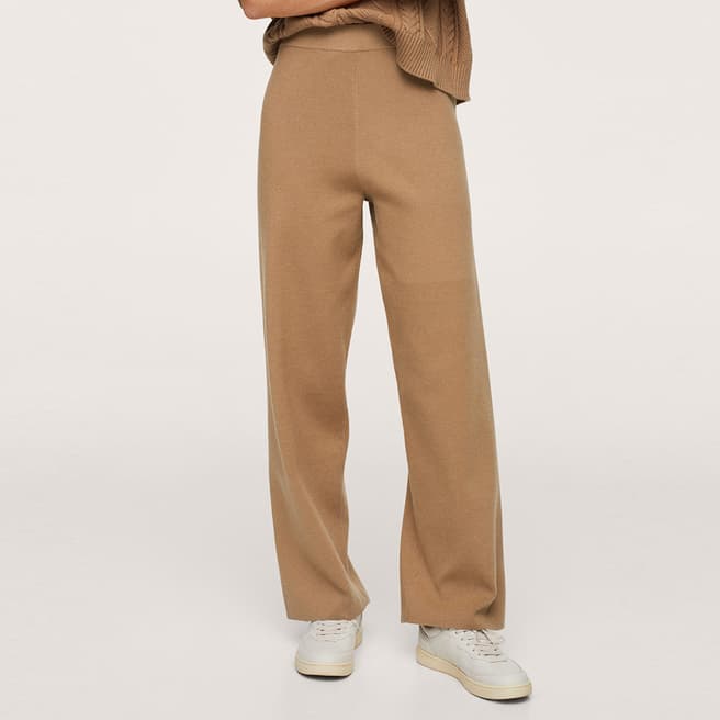 Mango Brown Straight Knitted Trousers