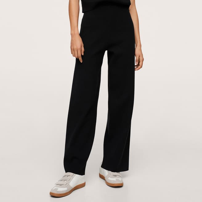 Mango Black Straight Knitted Trousers
