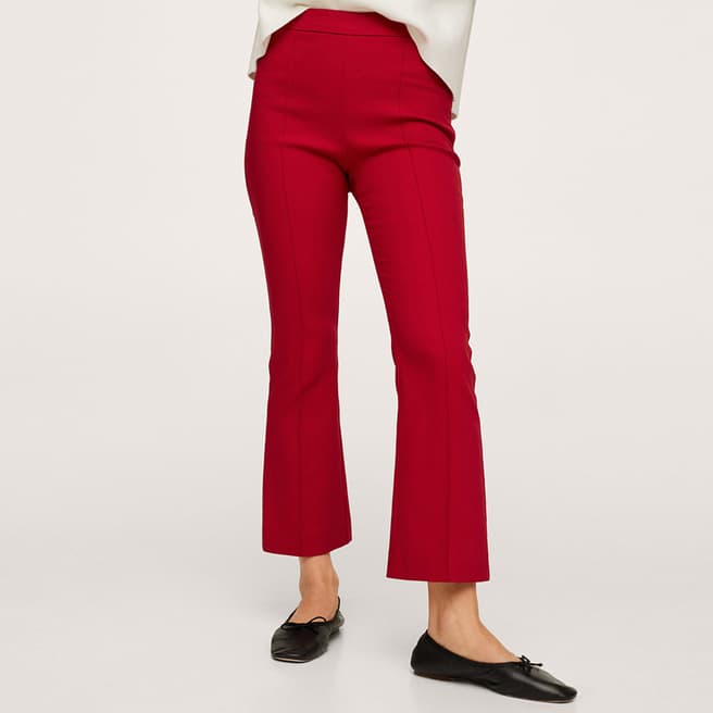 Mango Red Flare Cropped Trousers