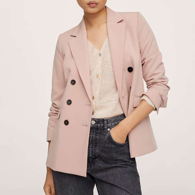 Mango Pale Pink Double Breasted Blazer