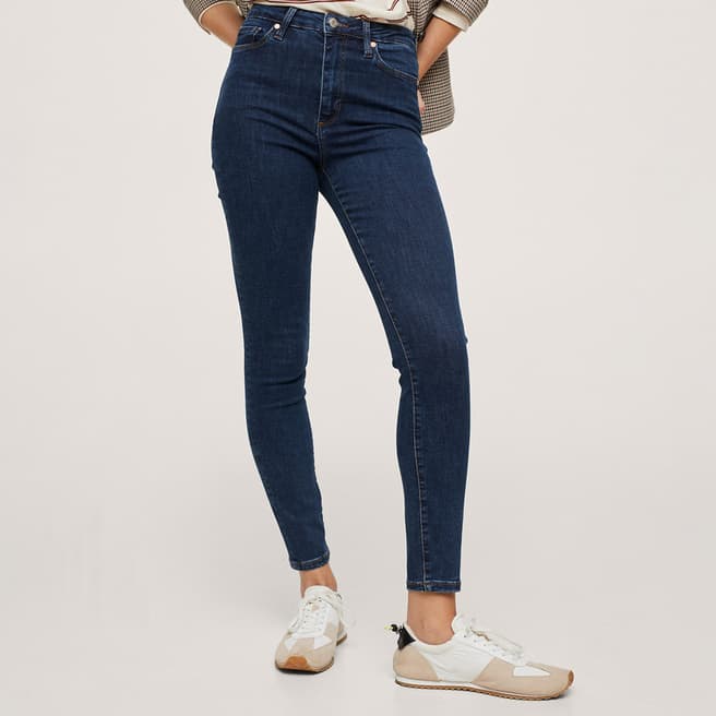 Mango Blue Denim High-Rise Skinny Stretch Jeans