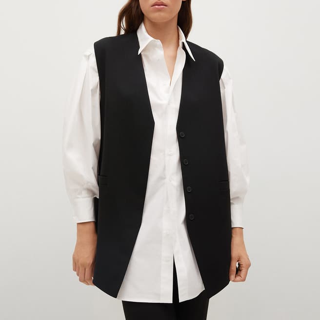Mango Black Button Suit Waistcoat 