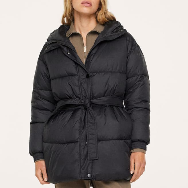 Mango Black Quilted Puffer Jacket