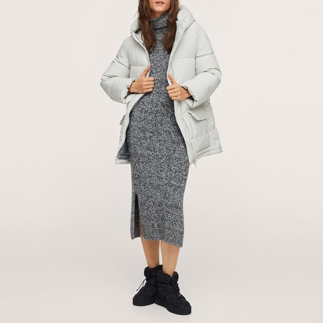 Mango Off-White Water-Repellent Quilted Coat