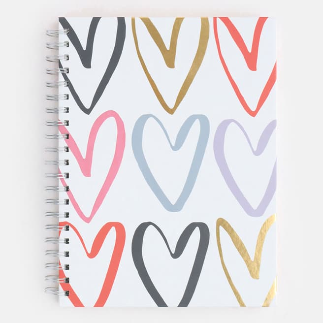 Caroline Gardner Multi Outline Hearts Spiral Notebook