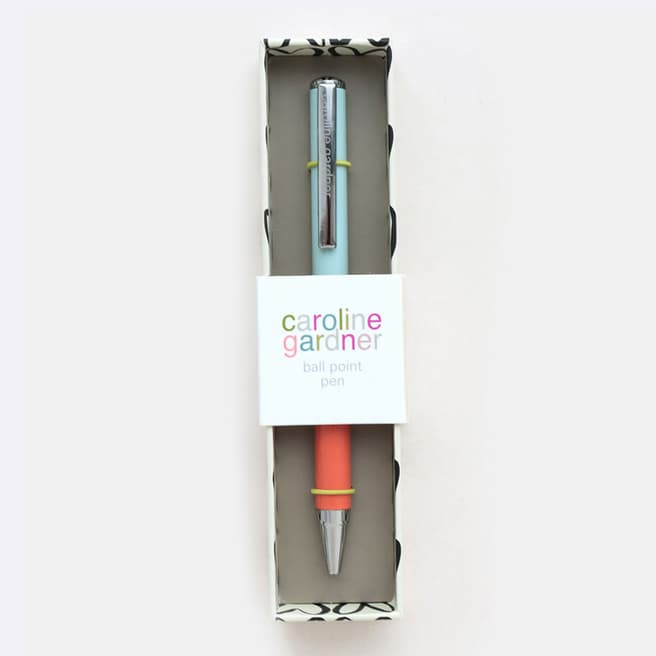 Caroline Gardner Colour block Boxed Pen - Coral/Blue