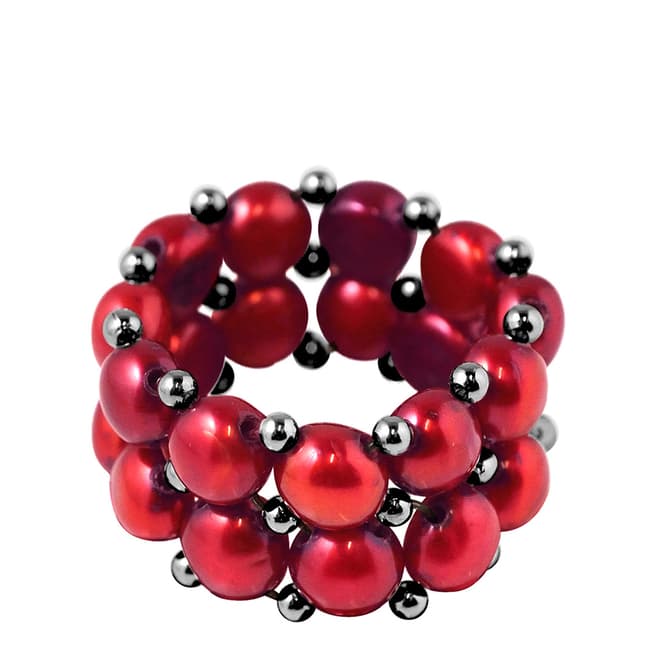 Ateliers Saint Germain Cherry Red 2 Row Real Freshwater Pearl Ring