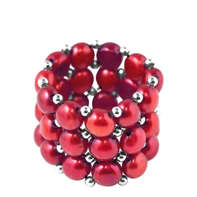 Ateliers Saint Germain Cherry Red 3 Row Real Freshwater Pearl Ring