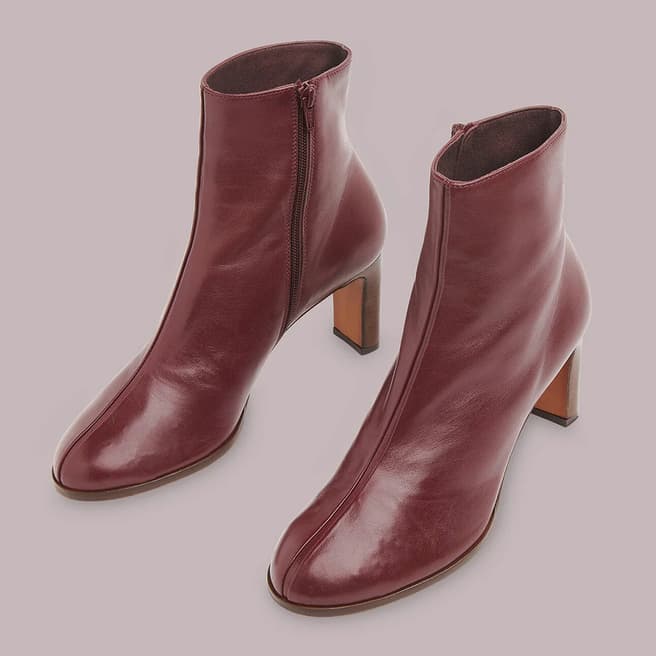 WHISTLES Plum Daphne Heeled Ankle Boots