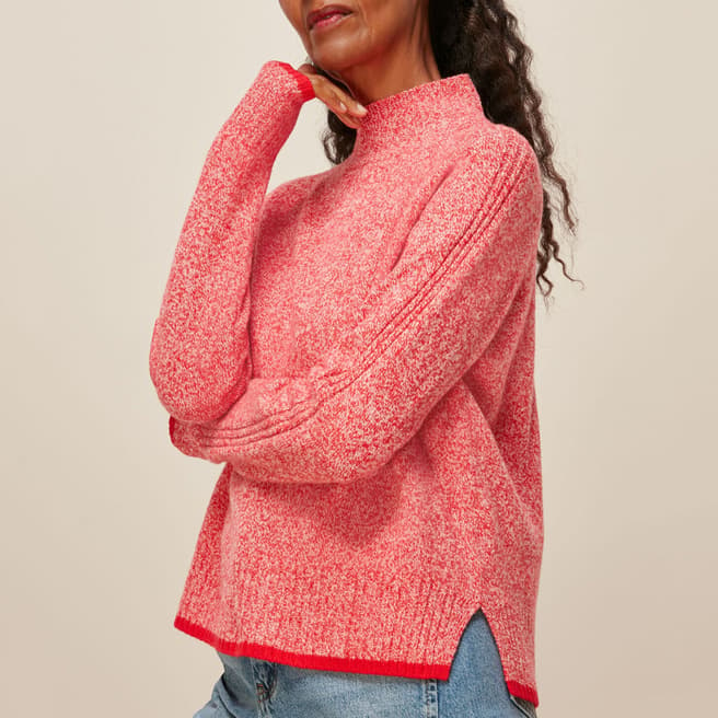 WHISTLES Red Wool Funnel Neck Jumper