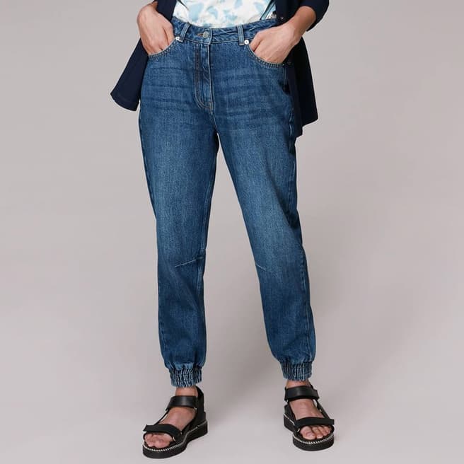 WHISTLES Mid Blue Izzey Cuffed Jeans