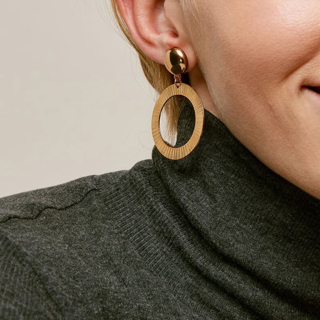 WHISTLES Gold Engraved Circle Earrings