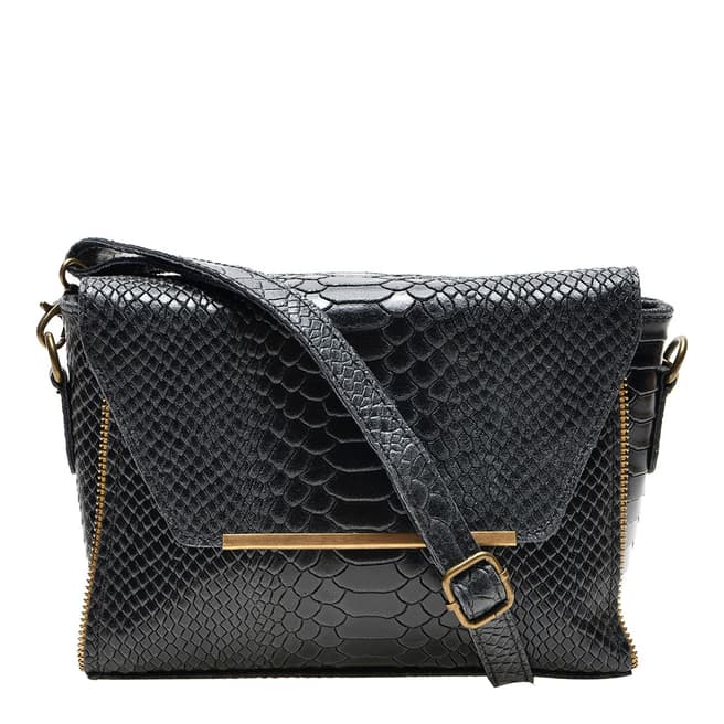 Isabella Rhea Black Leather Flap Over Shoulder Bag