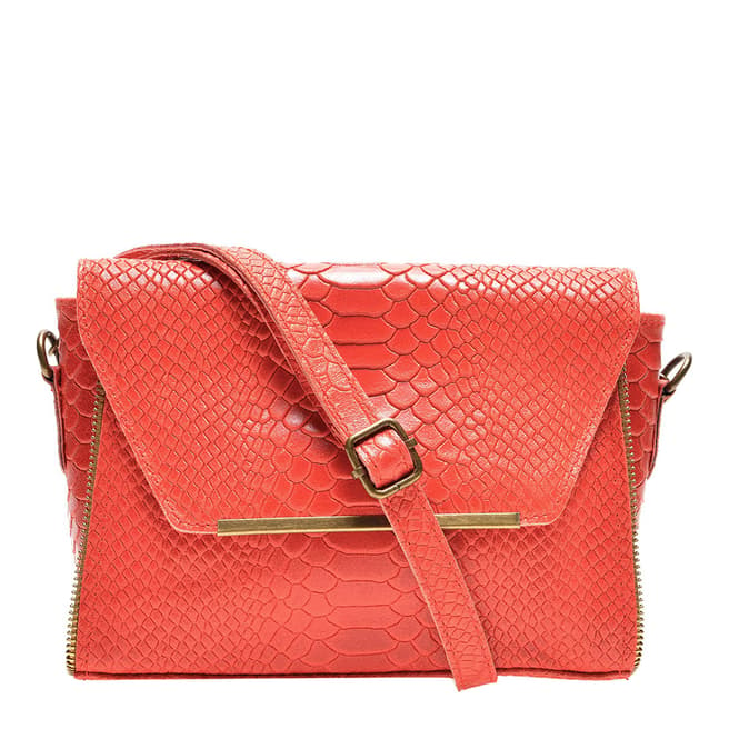 Luisa Vannini Red Leather Flap Over Shoulder Bag