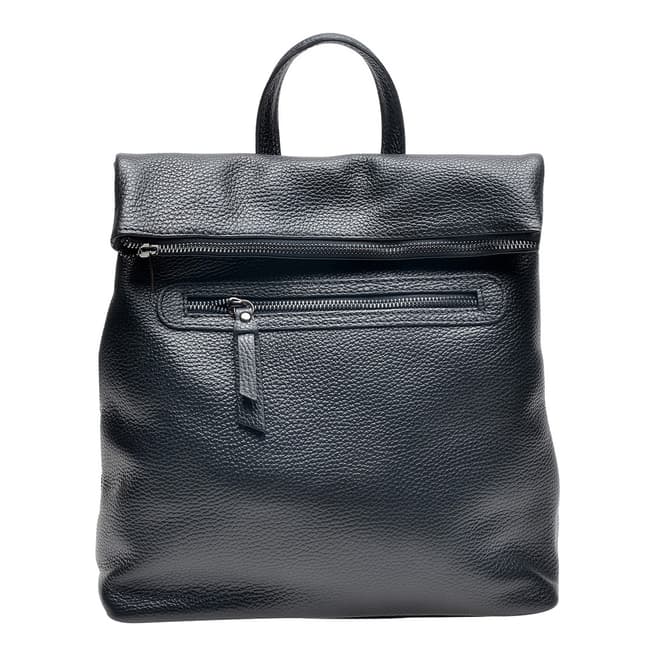 Carla Ferreri Black Leather Top Handle Backpack