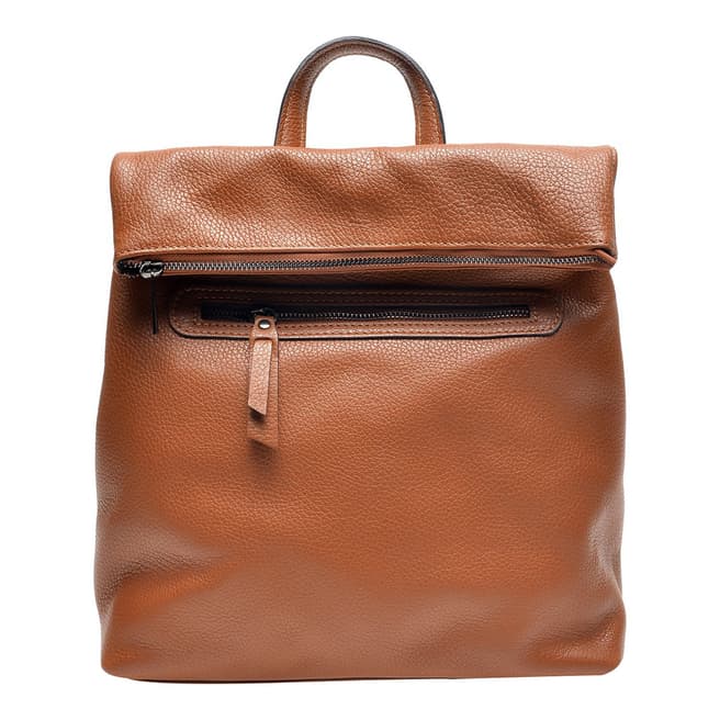 Carla Ferreri Brown Leather Top Handle Backpack