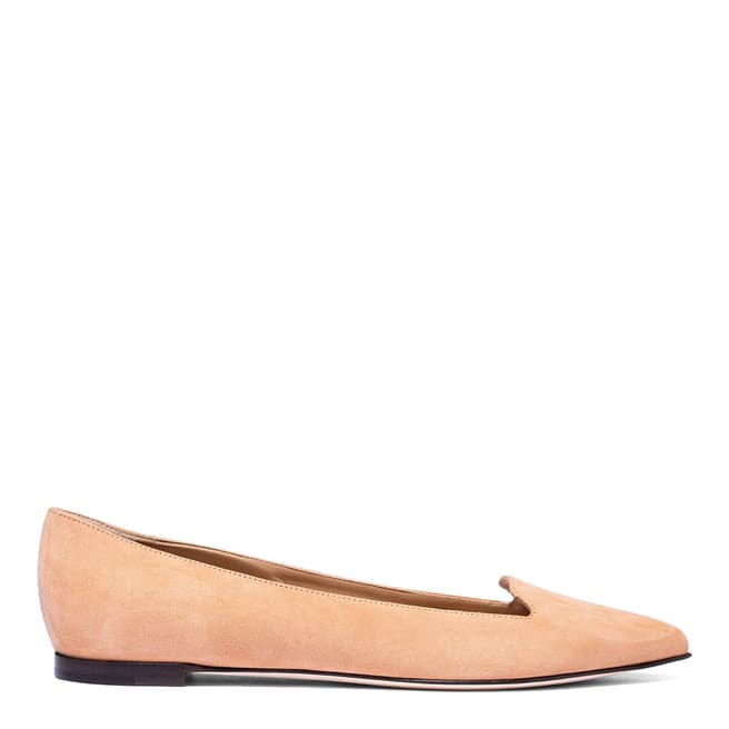 Sergio Rossi Tan Suede Court Slip On Pump Shoes 