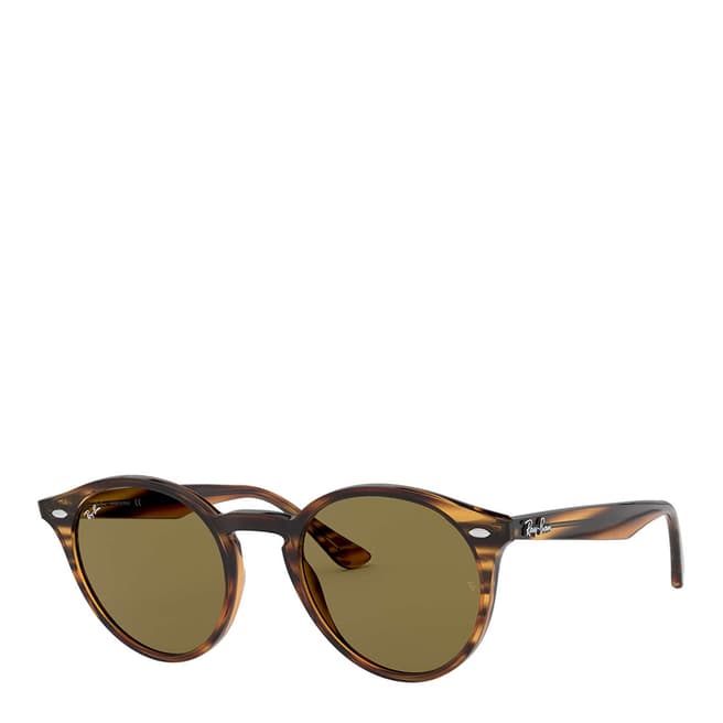 Ray-Ban Men's Brown Striped Round Ray-Ban Sunglasses 49mm