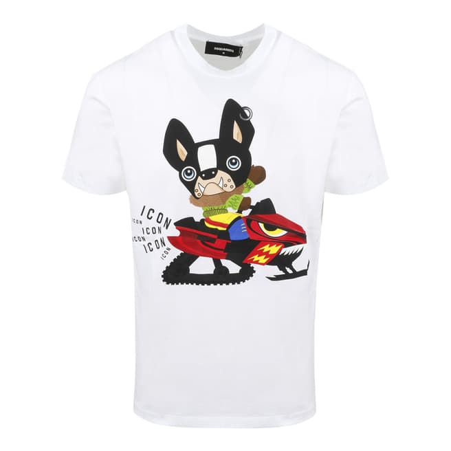 DSquared2 White Dog Graphic T-Shirt