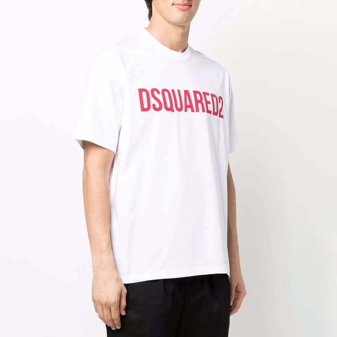 DSquared2 White Graphic Logo T-Shirt