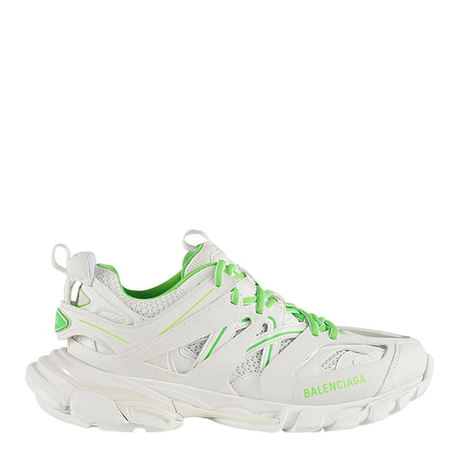 Balenciaga White & Lime Track Runners Sneaker 