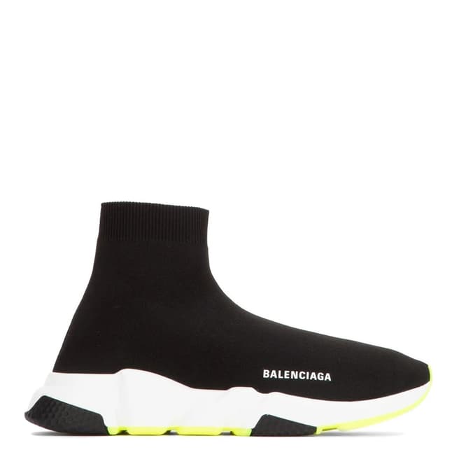 Balenciaga Black & Lime Speed Sock Sneaker 