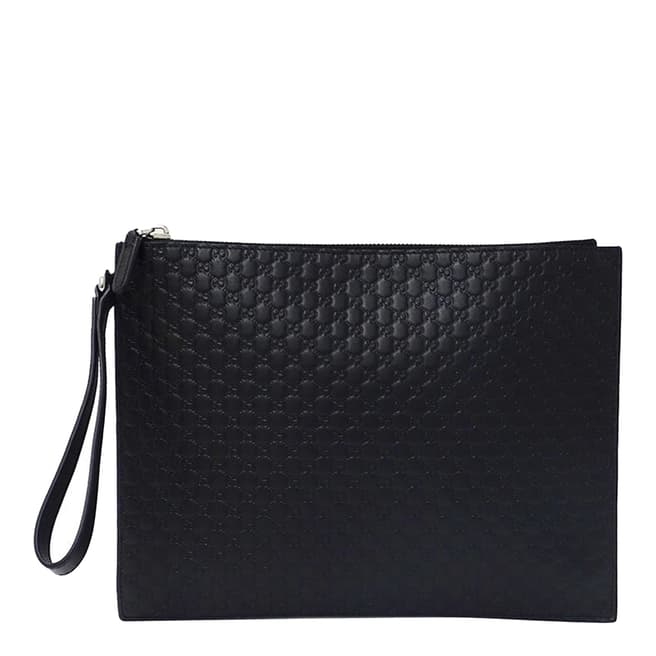 Gucci Black Gucci GG Embossed Leather Pouch