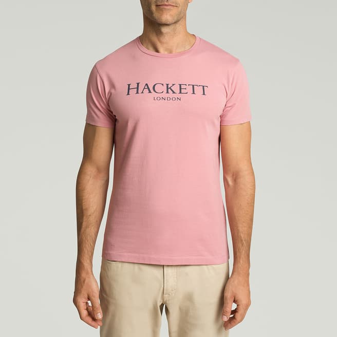 Hackett London Pink Chest Logo Cotton T-Shirt