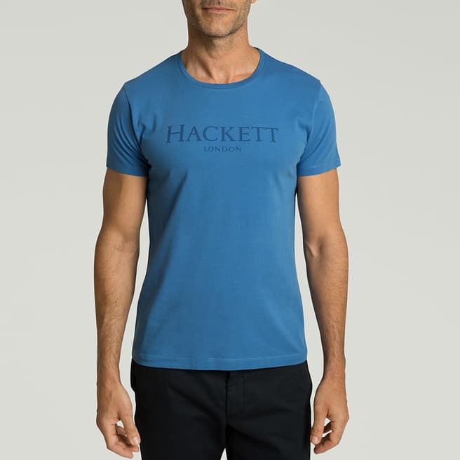 Hackett London Blue Chest Logo Cotton T-Shirt