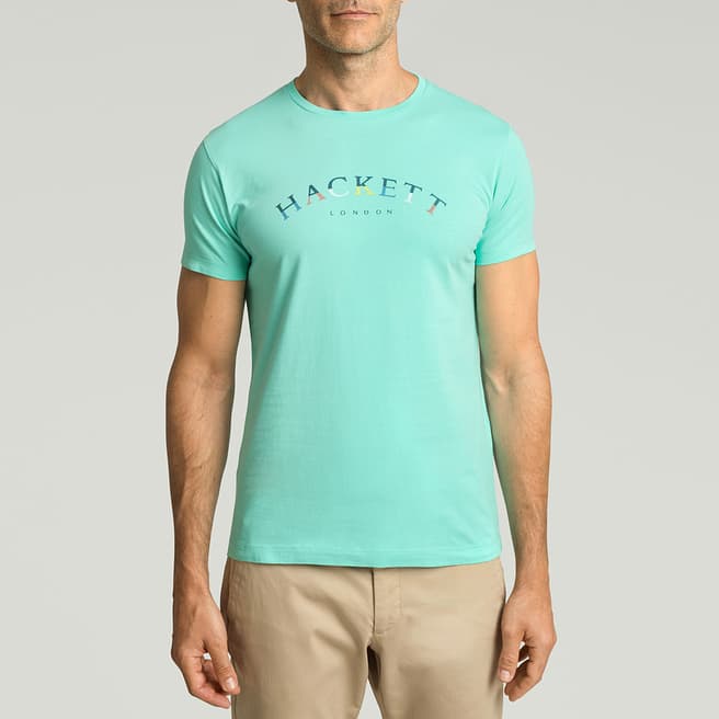 Hackett London Turquoise Coloured Logo Cotton T-Shirt