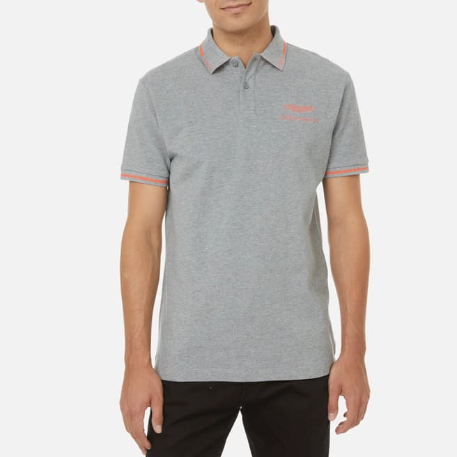 Hackett London Grey AMR Contrast Tipping Cotton Polo Shirt