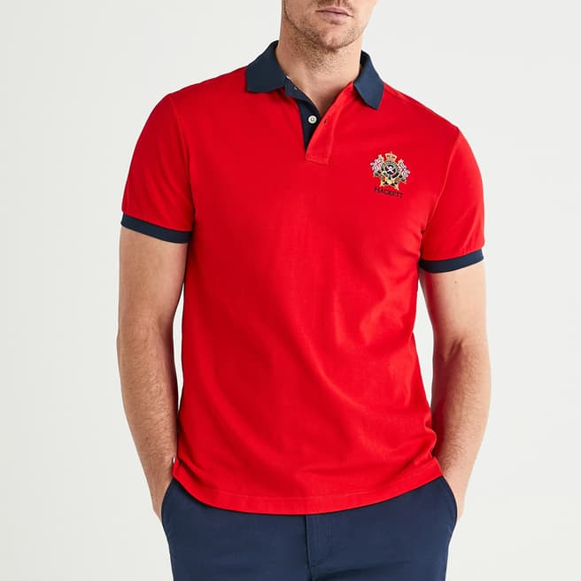Hackett London Red Classic Logo Cotton Polo Shirt