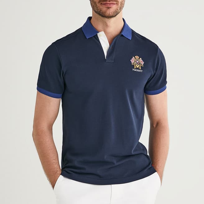 Hackett London Navy Classic Logo Cotton Polo Shirt