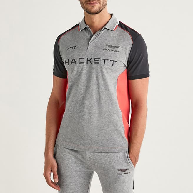 Hackett London Grey AMR Contrast Back Cotton Polo Shirt