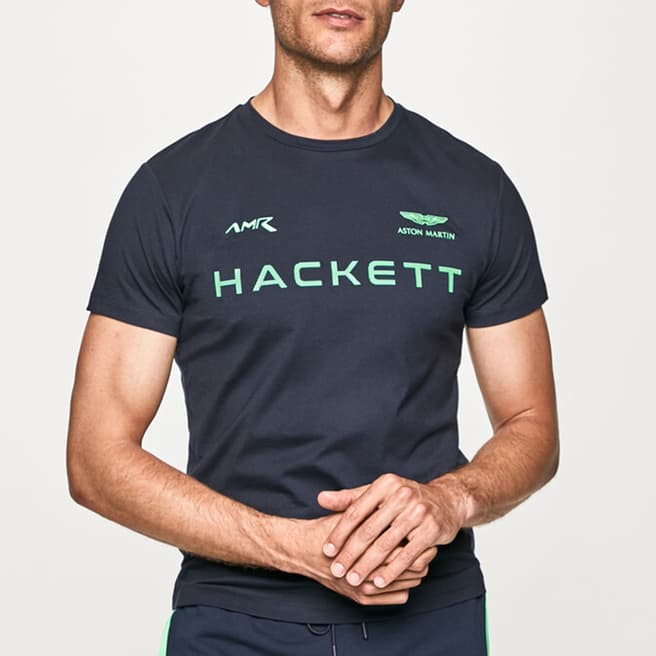 Hackett London Navy AMR Logo Cotton T-Shirt