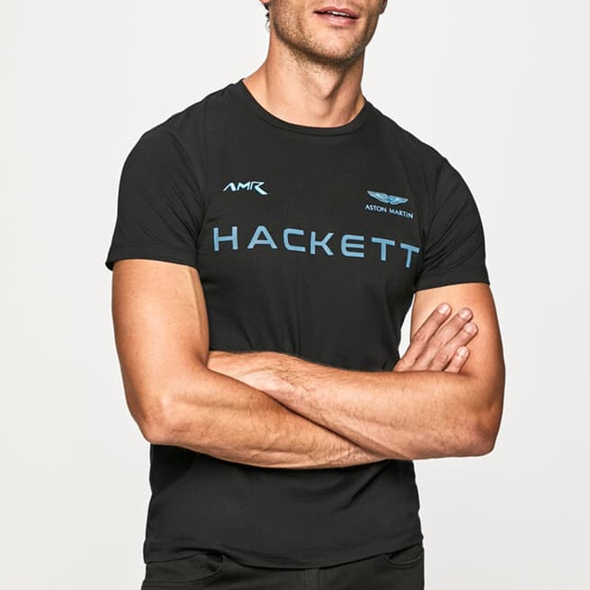 Hackett London Black AMR Logo Cotton T-Shirt
