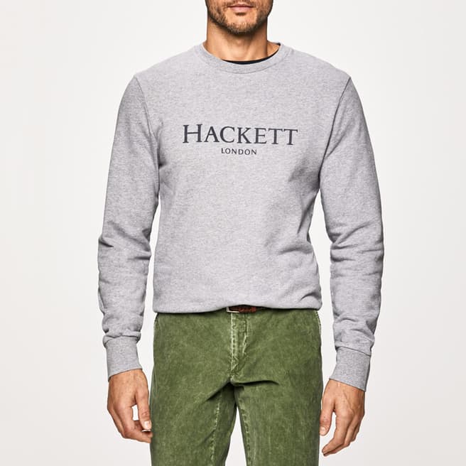 Hackett London Grey Chest Logo Cotton Sweatshirt
